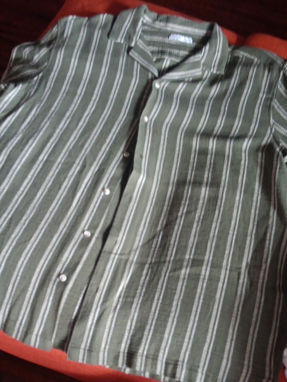 Sonoma Olive & White Vertical Stripe Button-Down Shirt